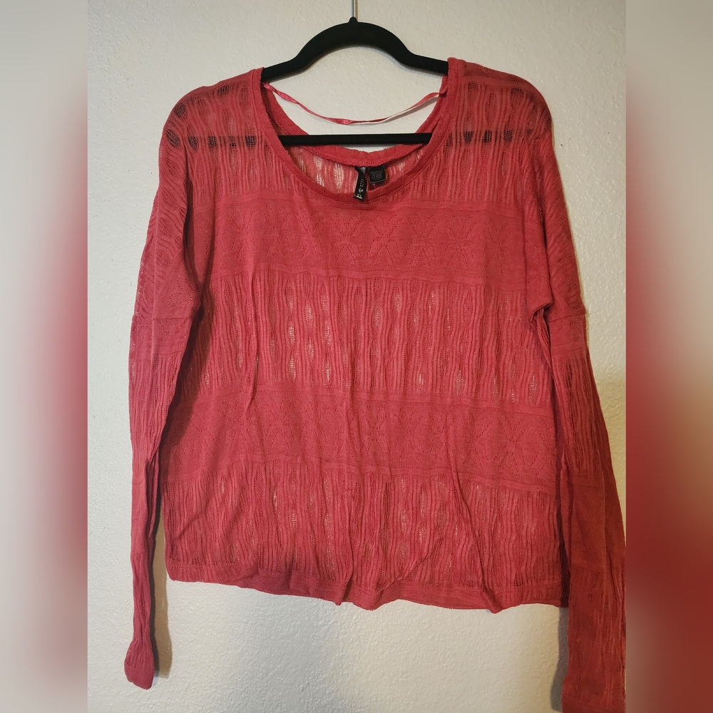 Full Tilt Top, Women's Extra Large Orange Long Sleeve Sheer Full Tilt Top